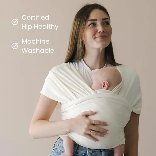 Vista 6 de snuggle me Fular para bebé Portabebés manos libres, portabebés fácil de atar, portabebés con algodón orgánico, envoltura para bebés de 0 a 18