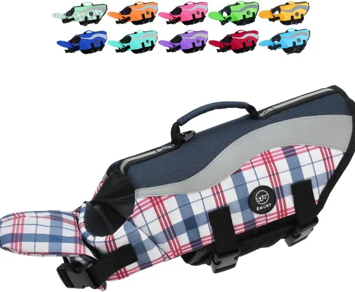 Vista 20 de EMUST Chalecos salvavidas ajustables para perros pequeños con flotabilidad mejorada, chaleco de natación pequeño con asa de rescate duradera