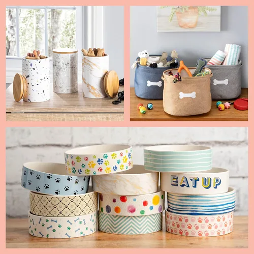 Vista 8 de Park Life - Cuencos de cerámica para mascotas, cuencos para alimentos y agua para perros y gatos, lindo cuenco para mascotas para perros y gatos Gris