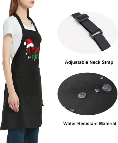 Vista 4 de Delantales de Navidad para mujeres y hombres con bolsillos, delantal de cocina para cocinar, hornear, decoración de vacaciones, regalos para papá