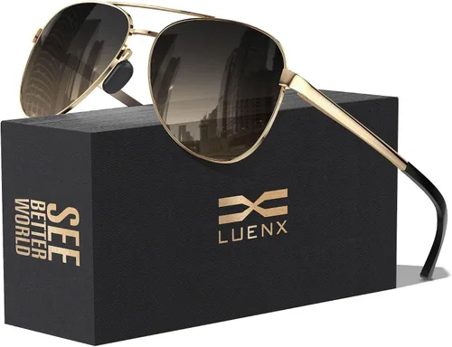 Vista 13 de Luenx Aviator Sunglasses Men Polarized Women Classic UV400 Driving Negro