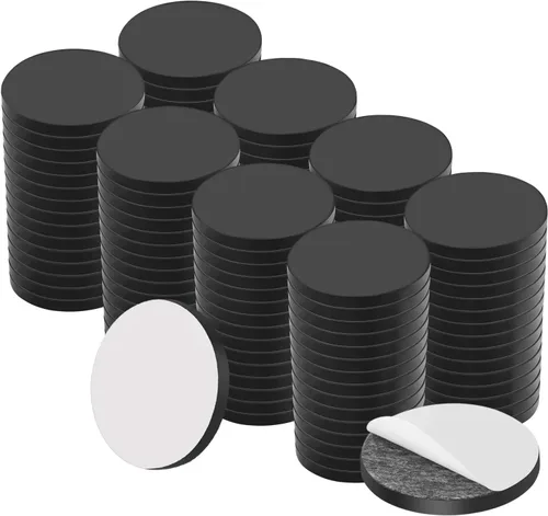 Vista 6 de Punto magnético flexible con autoadhesivo, 60 calcomanías magnéticas redondas pequeñas con parte trasera adhesiva, calcomanías magnéticas