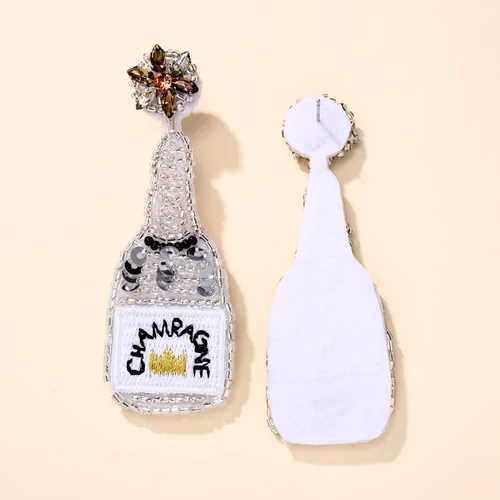 Vista 3 de Aretes de cuentas con forma de gota de champán, hechos a mano, aretes de champán, joyas de moda