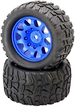 Vista 3 de Powerhobby Raptor XL Neumáticos con cinturón/Viper Wheels Azul (4) Compatible con: Traxxas X-Maxx 0.945 in HEX