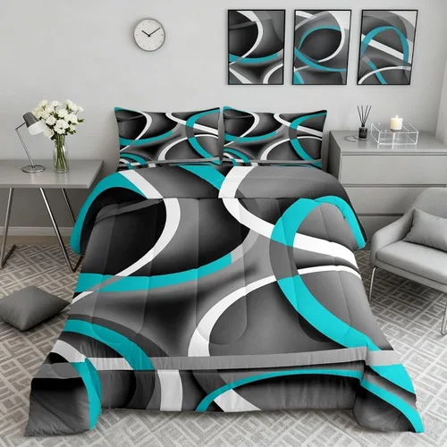 Vista 47 de Castle Fairy Juego de edredón con estampado azteca occidental, juego de ropa de cama geométrica a rayas marrones para niños y adolescentes
