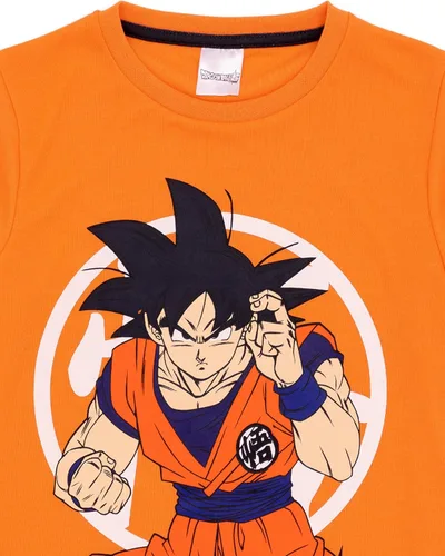 Vista 6 de Dragon Ball Z Pijama para niños Goku Character naranja manga corta camiseta símbolo guerrero negro pantalones cortos anime