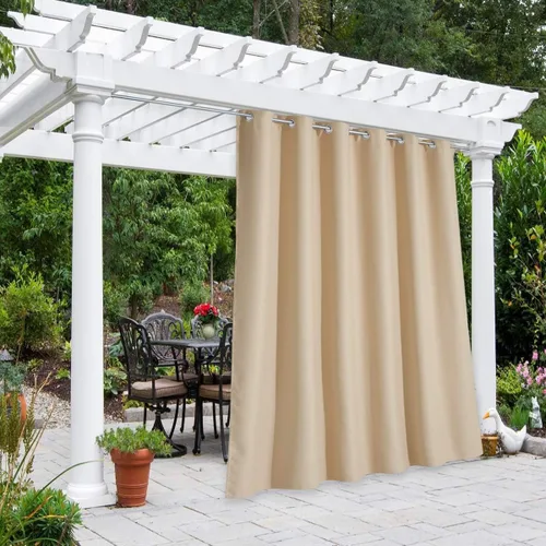 Vista 124 de NICETOWN Cortina para Exteriores para Patio Impermeable de 84 Pulgadas de Ancho, Aislamiento Térmico con Ojales Antioxidantes Bloqueo UV Cortina