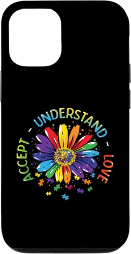 Vista 4 de Funda para iPhone 11 con diseño de flores ASD y arcoíris para concienciación sobre el autismo