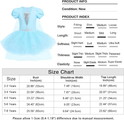 Vista 7 de WonderBabe Girls Ballet Dress Short Sleeve Leotards Skirted Dance Tutu Dress Princess Birthday Party Fancy Costume