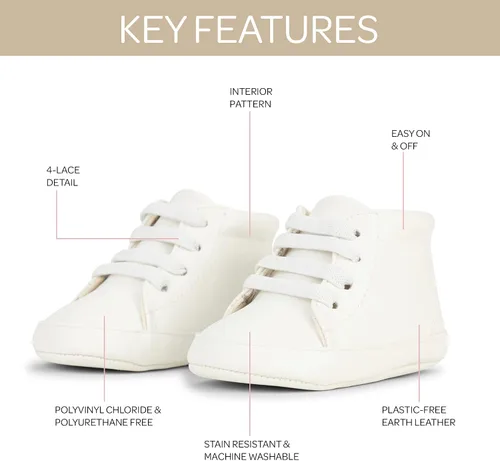 Vista 3 de JuJuBe - Zapatos de bebé de silicona para bebés, cuero vegano, Eco Steps Sneaks