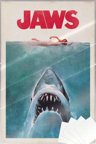 Vista 8 de Jaws - Póster de película (estilo regular, retro, vintage, tamaño: 24 x 36 pulgadas) (póster laminado)