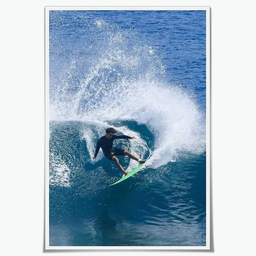 Vista 15 de Póster de surf oceánico azul de los años 90, arte de pared de verano y playa, surfista costero, hombres, deportes extremos de agua, impresiones