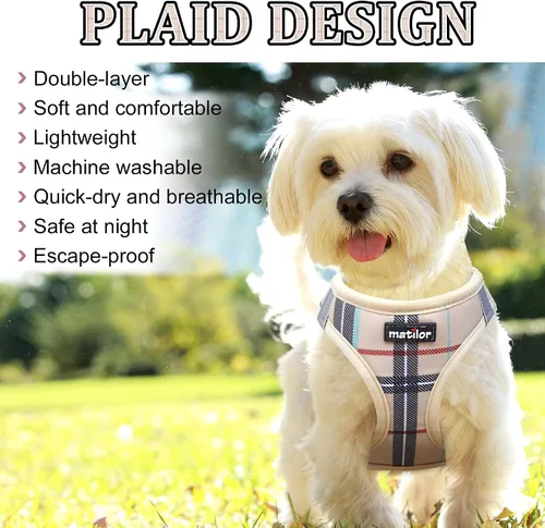 Vista 4 de Arnés para perro, transpirable, diseño para meter por las patas, para cachorros y gatos, o perros pequeños o medianos, color Beige