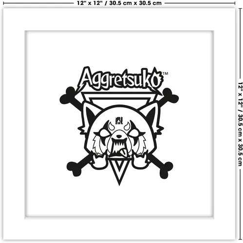 Vista 6 de Trends International Gallery Pops Sanrio Aggretsuko - Póster de pared de metal Crossbones, 12.00 x 12.00 pulgadas, versión de marco blanco