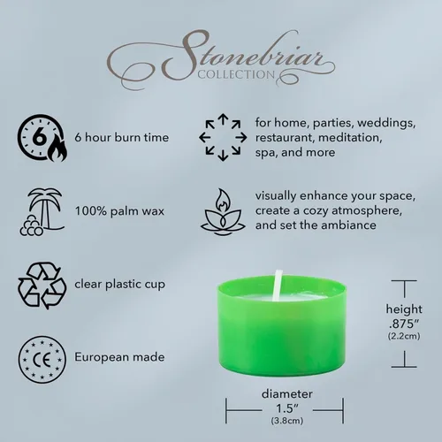 Vista 9 de Stonebriar - Juego de 48 velas de té multicolor sin perfume con tiempo de combustión de 6 a 7 horas