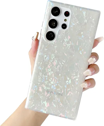 Vista 9 de S23 - Funda para Samsung Galaxy S23 para mujeres y niñas, diseño de mármol con purpurina floral, silicona suave, delgada, bonita, flexible, funda
