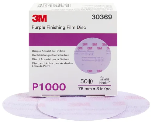 Vista 13 de Disco de película para acabado púrpura antipolvo, modelo P1 3769 de 6 pulgadas, de 3M, P600, 3