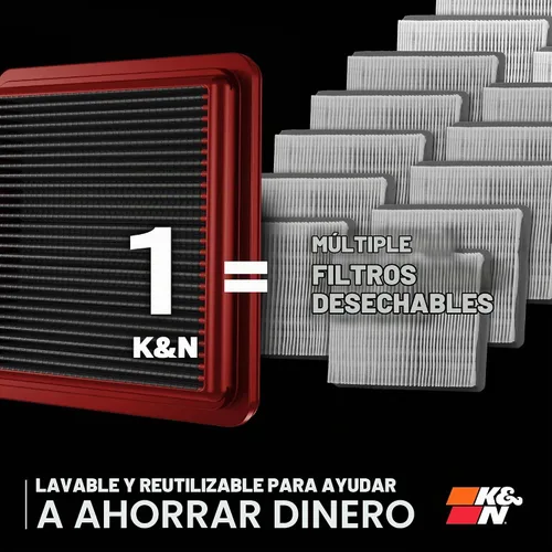 Vista 6 de K&N Filtro de aire de motor de vida útil Dryflow: sintético seco, lavable, filtro de repuesto: compatible con camiones y SUV V8 Ford/Lincoln