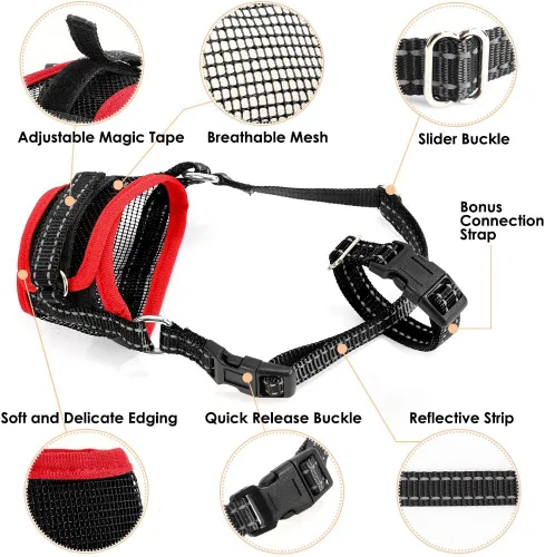 Vista 6 de SlowTon Bozal para perros – Protector bucal de malla suave para perros pequeños, medianos y grandes, Chihuahua, Husky Labrador Retriever, bucle