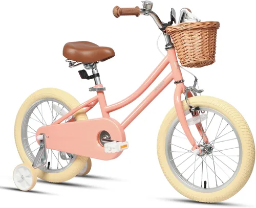 Vista 37 de Petimini Vintage Kids Bike for Girls, 12–20 Inch Classic Bicycle with Wicker Basket & Bell, High Tensile Steel Frame, Training Wheels (12–18”), 85%