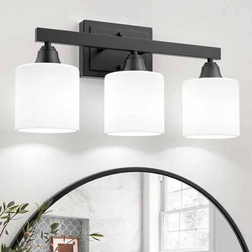 Vista 9 de VOLISUN Accesorios de iluminación de baño de níquel cepillado, 4 luces de cambiador de baño sobre espejo, lámpara de tocador moderna para baños