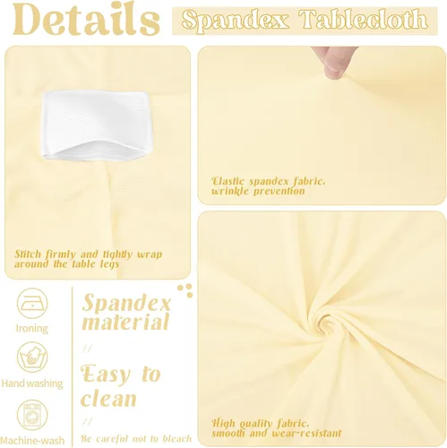 Vista 3 de HAISIWLKJ Paquete de 3 manteles beige de 6 pies para mesa plegable rectangular de elastano, ajustada, elástica, resistente a las arrugas, lavable