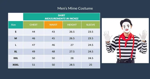 Vista 4 de Juego de disfraz Mime para hombre con kit de maquillaje