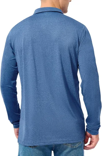 Vista 2 de Polo de golf para hombre, camisas tácticas de manga larga, de secado rápido, camiseta con cuello de senderismo