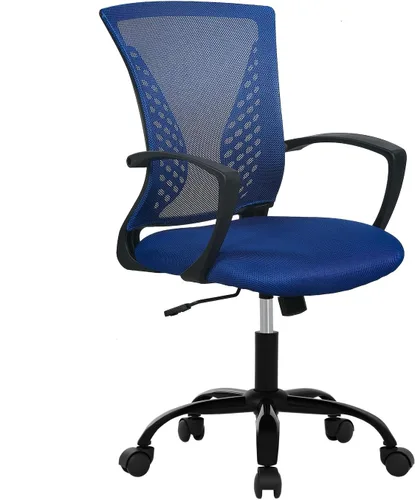 Vista 12 de PayLessHere Silla de oficina, silla de escritorio, silla de computadora, silla ergonómica, malla ejecutiva ajustable, respaldo medio con ruedas Negro