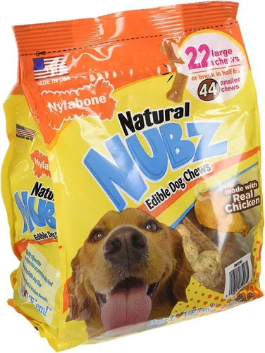 Vista 2 de Paquete de 2 masticables comestibles Nylabone Natural Nubz para perros, 22 unidades (2.6 libras/bolsa), total 5.2 libras (edición limitada) Teeth