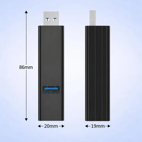 Vista 6 de Hub USB de 4 puertos, divisor USB de aluminio para portátil con puerto de alimentación de 5 V, adaptador extensor mini USB para PC, portátil, unidad