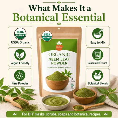 Vista 4 de SPICY ORGANIC Polvo de neem – 16 onzas – Certificado USDA orgánico – Sin OMG – Polvo de hojas de neem secas frescas para cabello y piel saludables