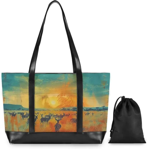 Vista 4 de Sunset Deers - Bolsas para computadora con clase con cremallera para universidad con pañal maletín ejecutivo para mujer