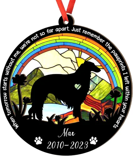 Vista 124 de Adorno personalizado para atrapasoles de sabueso afgano, adorno de Navidad de sabueso afgano, regalo para perro amante, sabueso afgano conmemorativo