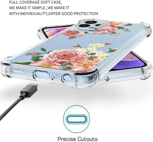 Vista 5 de Osophter Funda transparente para Samsung Galaxy A23 con esquinas reforzadas de poliuretano termoplástico (TPU), absorción de golpes, flexible