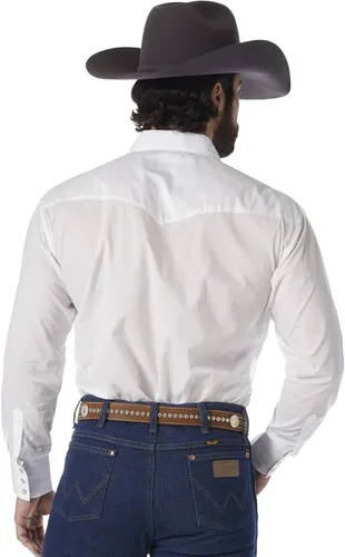 Vista 2 de Wrangler Men's Sport Western Basic Two Pocket Long Sleeve Snap Shirt