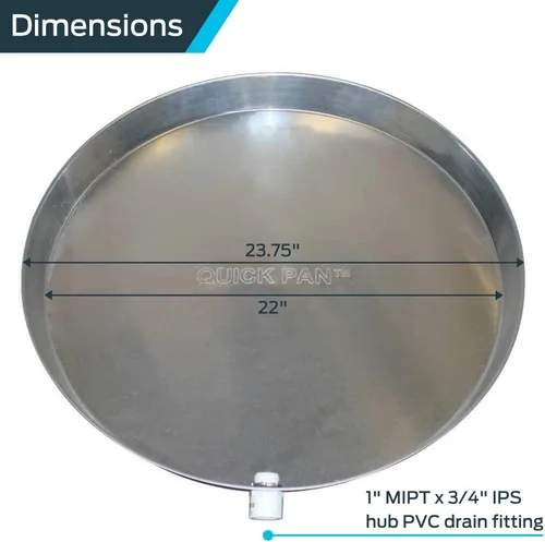 Vista 5 de Holdrite QP-22 Calentador de agua de aluminio QuickPan con accesorio de drenaje de PVC de 1 pulgada, diámetro de 22 pulgadas