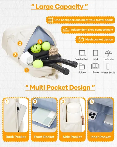 Vista 4 de SEAFEW Mochila pequeña de gimnasio para mujeres y hombres, bolsa impermeable para pista de gimnasio con compartimento expandible para zapatos