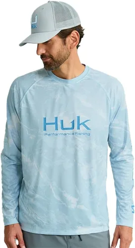 Vista 12 de Huk Pursuit Vented LS para hombre Refracción Fish Fade - San Sal/Wahoo