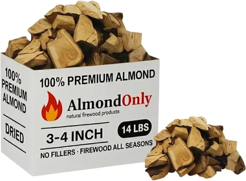 Vista 11 de Trozos de madera de almendro para ahumar de 1 a 2 pulgadas, 100% tostados, trozos de barbacoa premium para ahumar y asar a la parrilla, perfectos