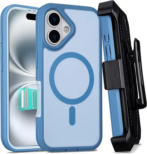 Vista 325 de TOCOL Funda magnética 3 en 1 para iPhone 15 Pro, mejorada [protección completa de cámara] con 2 protectores de pantalla, compatible con MagSafe Gris