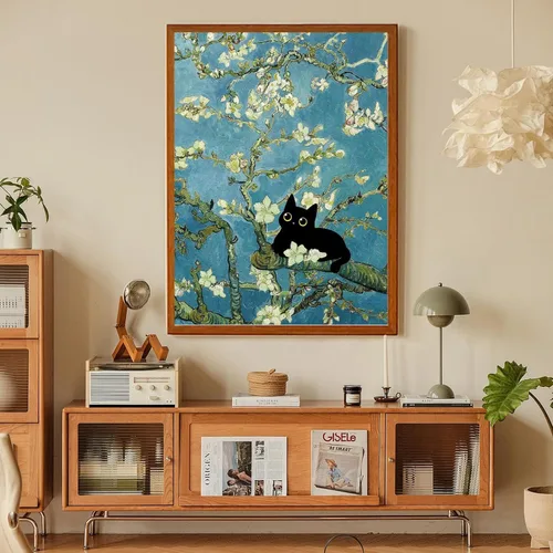 Vista 3 de Kits de pintura de diamantes para adultos, pintura de diamante de gato negro 5D, arte de diamantes para adultos, diamantes redondos de taladro