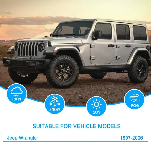 Vista 2 de CJPPPZIW® Limpiaparabrisas - 13"+13"+17" Reemplazo para 1997-2006 Jeep Wrangler, sin rastros, limpiaparabrisas frontales y traseros premium
