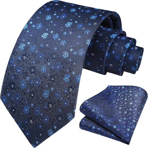 Vista 239 de Corbatas florales tejidas clásicas para hombre, corbata cuadrada de bolsillo, corbatas formales para hombres, boda con pañuelo