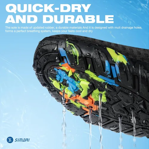Vista 3 de Simari Zapatos de agua para mujer, hombre, natación, playa, piscina, deportes acuáticos, secado rápido, estilo descalzo, buceo, surf y caminar
