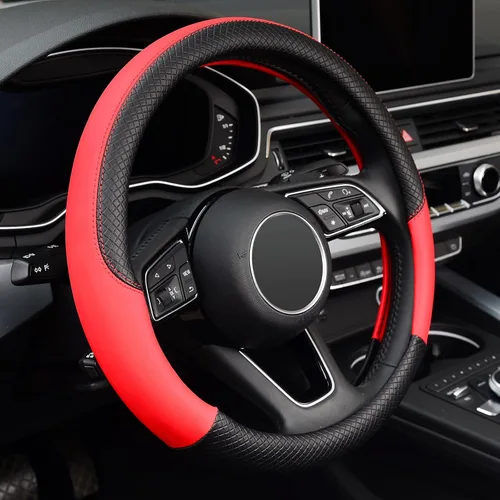 Vista 14 de LABBYWAY Funda de cuero de microfibra para volante, universal de 14.5-15 pulgadas, antideslizante, accesorios interiores de automóvil para hombres