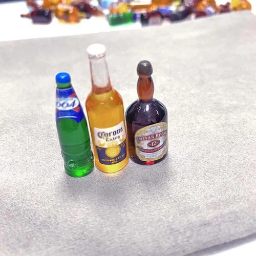 Vista 5 de 40 botellas de cerveza en miniatura, juegos de vino mixto, modelo mini de vidrio de resina para manualidades, álbum de recortes, decoración