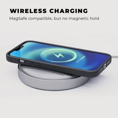Vista 6 de Funda compatible con iPhone 12/iPhone 12 Pro, silicona negra con protector de pantalla [probada en caídas de 6 pies], funda protectora delgada