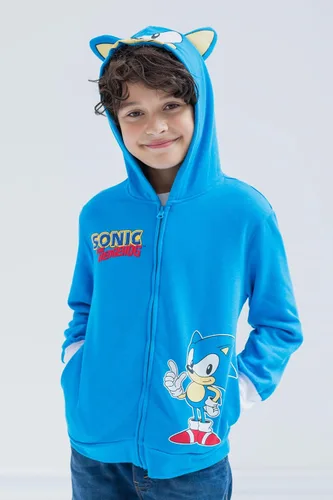 Vista 4 de SEGA Sonic the Hedgehog Shadow Knuckles - Sudadera con capucha y cremallera para niños pequeños y grandes