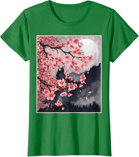 Vista 37 de Sakura - Camiseta japonesa de cerezo en flor japonesa, Negro, S